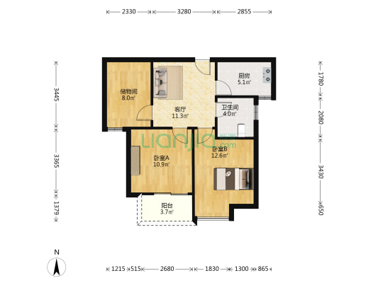 丁香家园四期 2室1厅1卫 74平方