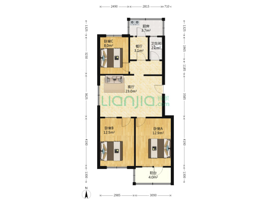 文华巷 3室2厅1卫 93平方