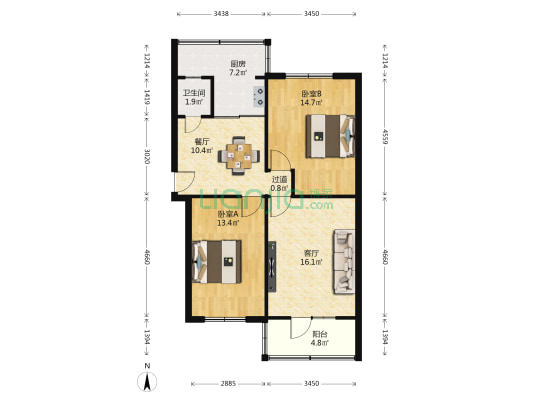 甘光公司家属院 2室2厅1卫 82平方