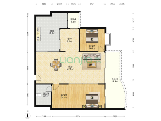御福名居 2室2厅1卫 163平方