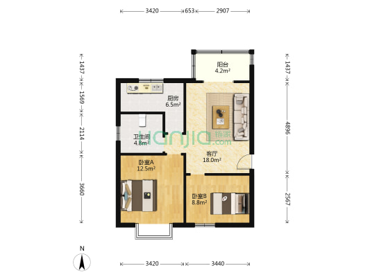 华腾里 2室1厅1卫 84平方