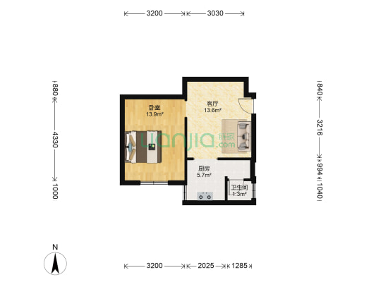 中同仁路39号 1室1厅1卫 40平方