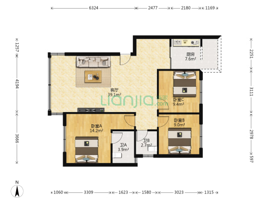 东兴巷84号 3室1厅2卫 110平方