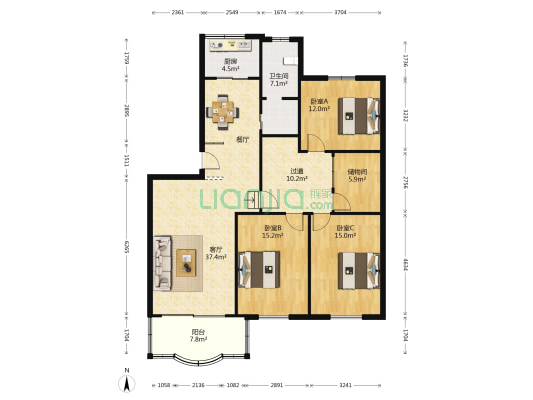 南苑新村 3室1厅1卫 139平方