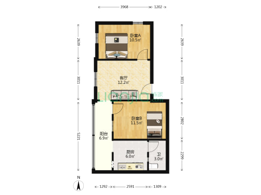 华贵坊7号 2室1厅1卫 66平方