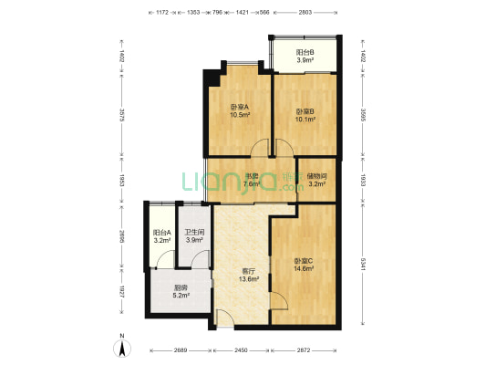 华翰大厦 4室1厅1卫 99平方