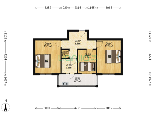 山西四建新屯巷院 3室0厅0卫 61平方