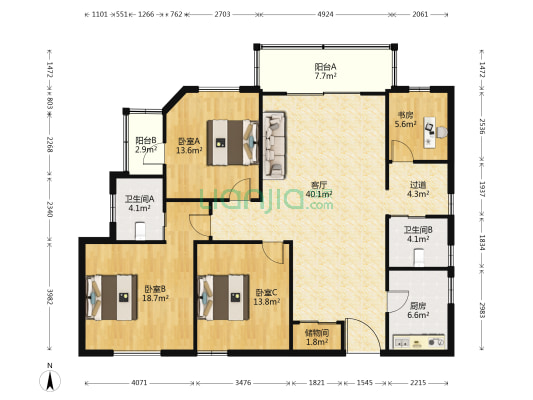 省委大院 4室1厅2卫 154平方