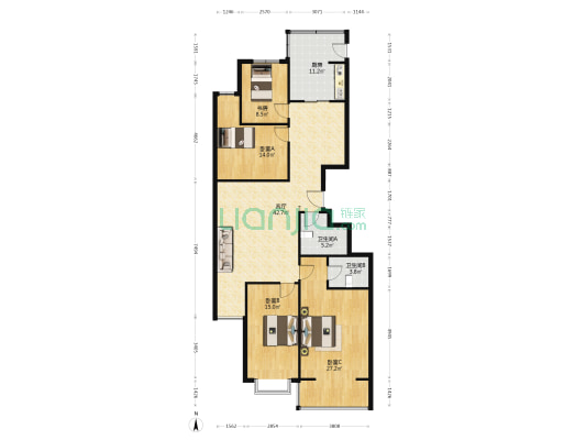 源缘园 4室1厅2卫 161平方