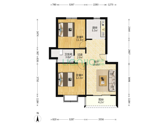 汇景花园 2室1厅1卫 72平方