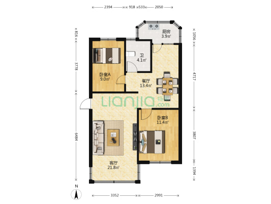 华海一路 2室2厅1卫 73平方