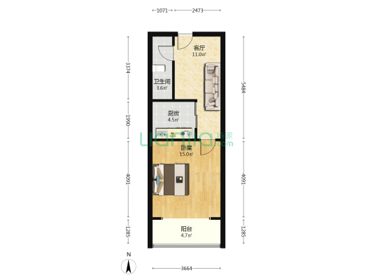 新华小区 1室1厅1卫 51平方