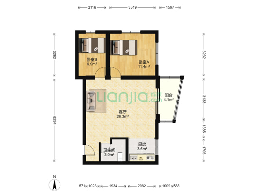 永安南里 2室1厅1卫 72平方