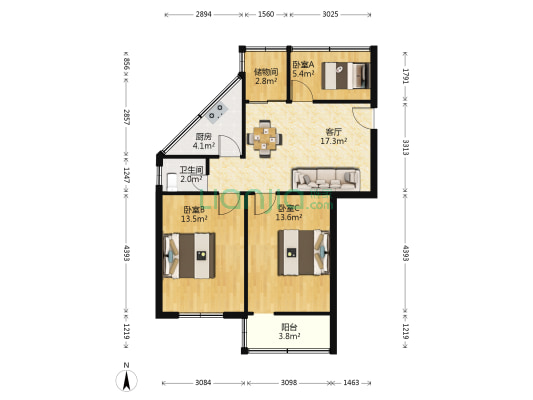 康乐西路11号 3室1厅1卫 75平方