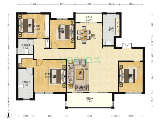 君邻府 4室2厅2卫 161平方