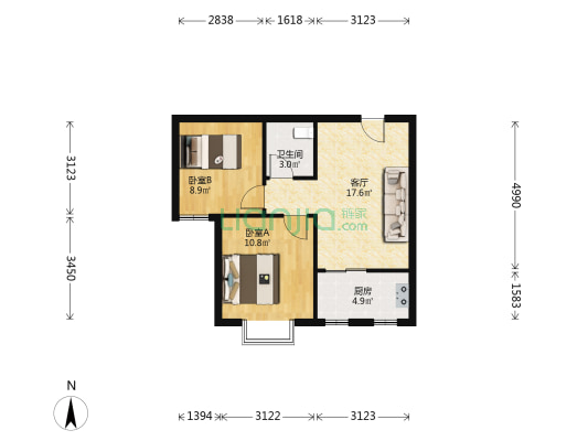 永丰新都西区 2室1厅1卫 62平方
