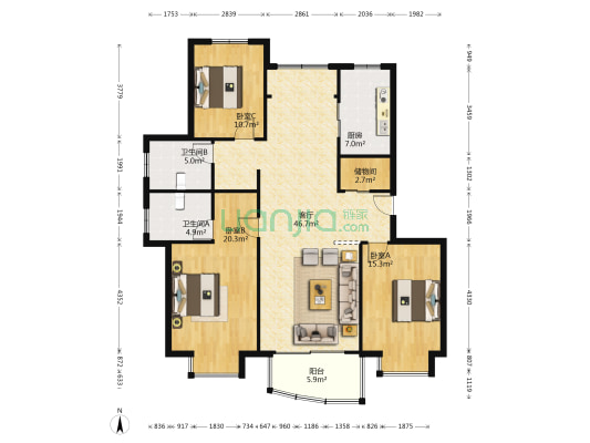 佳乐苑 3室1厅2卫 146平方