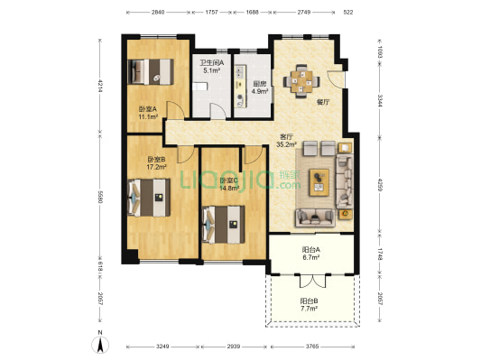 正荣御园 3室1厅1卫 114平方