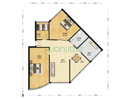 妇联小区 3室1厅1卫 119平方