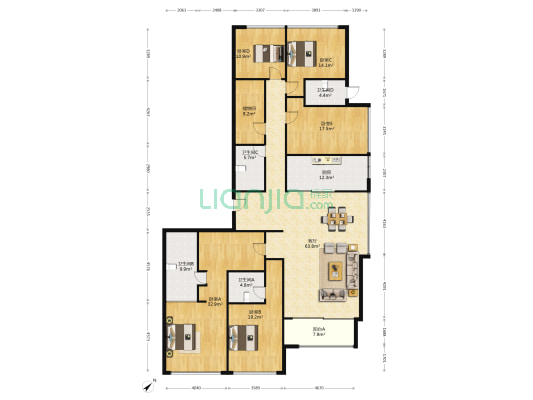 滨江龙湖东潮府 5室1厅4卫 308平方