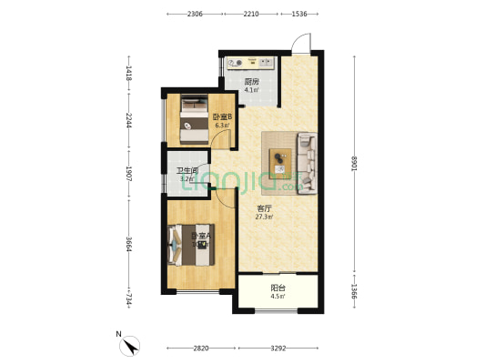 碧桂园大学印象 2室1厅1卫 66平方