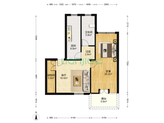 平阳新村四街坊 1室1厅1卫 60平方