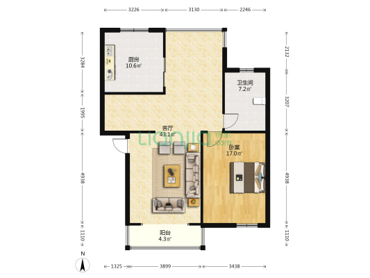 金山苑二区 1室1厅1卫 280平方