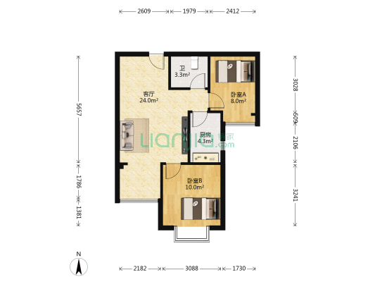 龙德番茄花园 2室1厅1卫 57平方