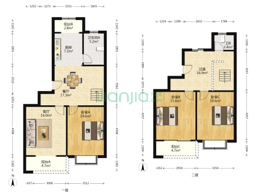 安东小区 3室2厅2卫 81平方
