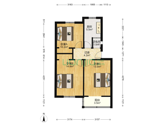 棉纺东路16号院 3室0厅1卫 64平方