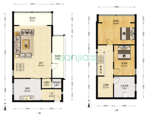 窄巷子 2室1厅2卫 105平方