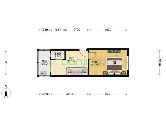 进华社区 1室1厅1卫 37平方
