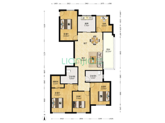 滨江保利翡翠海岸 5室1厅2卫 139平方