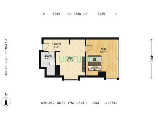 中鼎名汇 1室1厅1卫 67平方