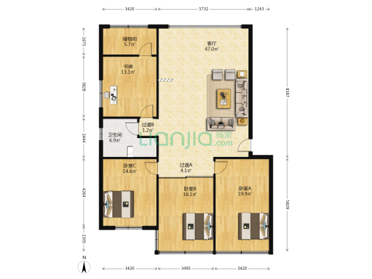 苏中尚城 4室1厅1卫 122平方
