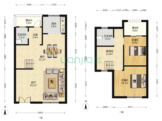 绿地翠庭 2室2厅2卫 211平方