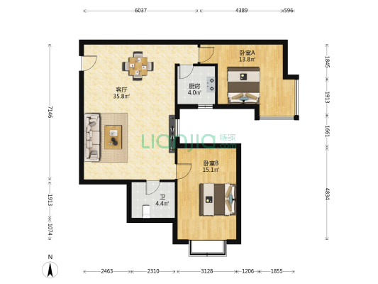 丰和丽园二期 2室1厅1卫 102平方