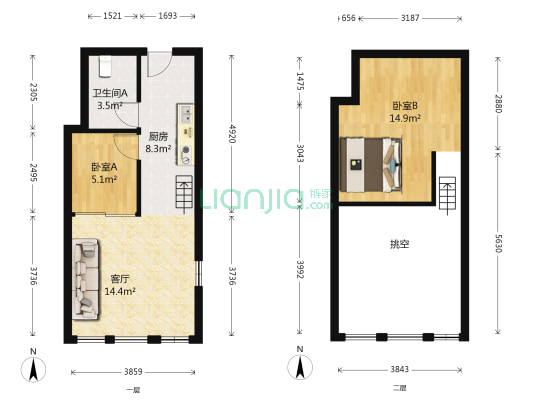 西溪乐天城 2室1厅1卫 46平方