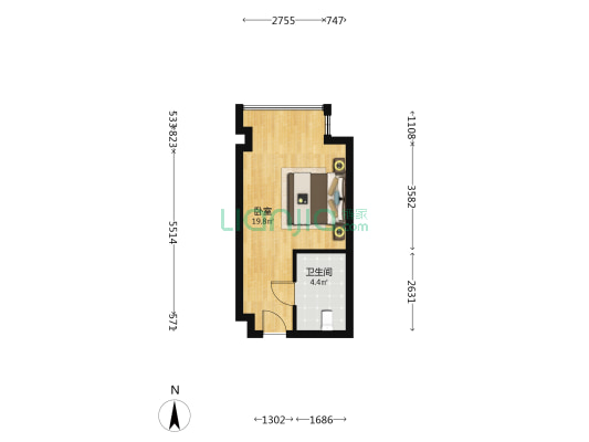 瑞丰广场 1室0厅1卫 38平方