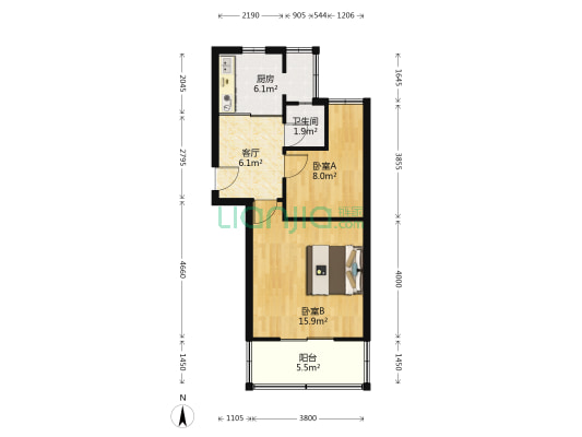 十字西路二弄 2室1厅1卫 52平方