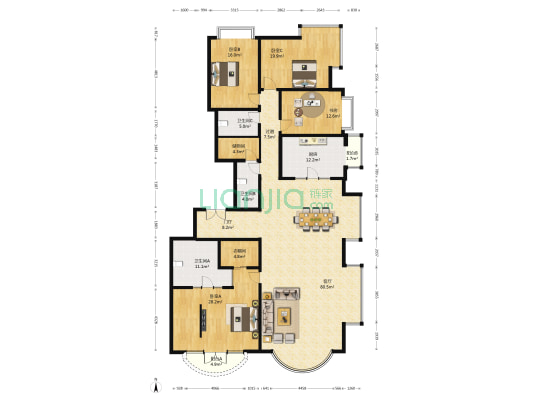 山水文园二期 4室1厅3卫 272平方