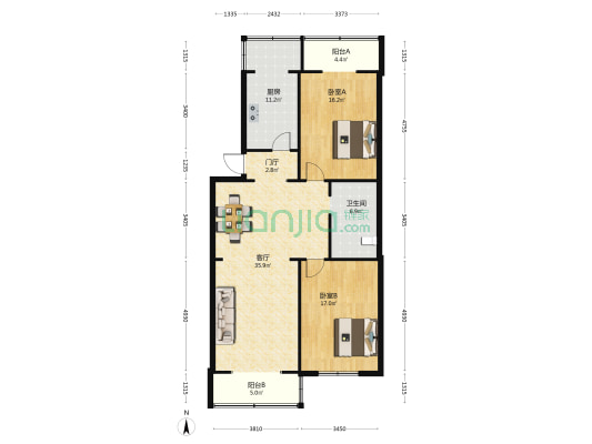 天达里 2室1厅1卫 119平方