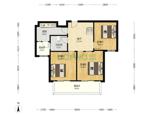 汾湖人家四期 3室1厅1卫 88平方