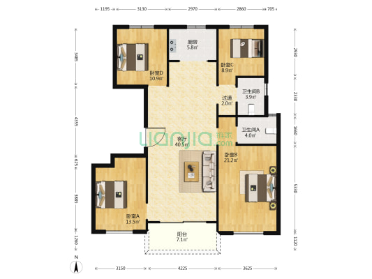 郑州碧桂园三期 4室1厅2卫 148平方