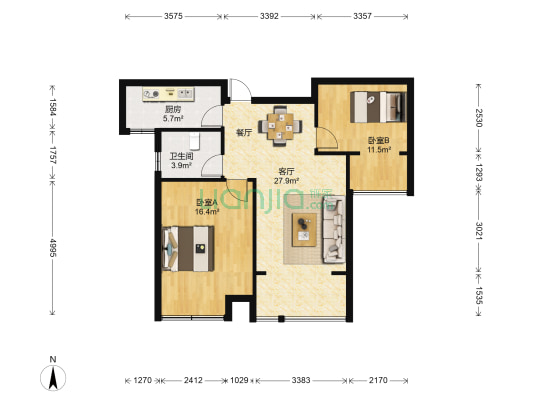 2077运河印象 2室1厅1卫 92平方