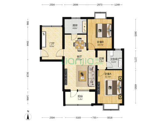 泰河园四里一区 2室1厅1卫 91平方