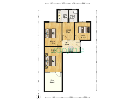 水产街19号 3室1厅1卫 70平方