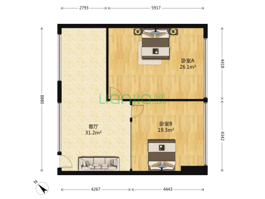 国际金融街1号 2室1厅0卫 113平方