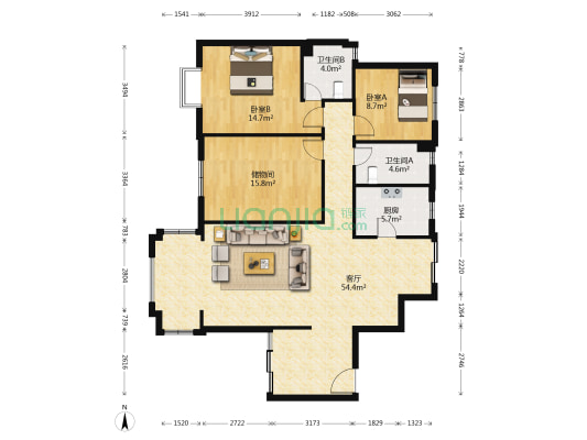 维罗纳 2室1厅2卫 115平方