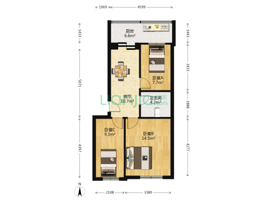 平安街 3室1厅1卫 74平方